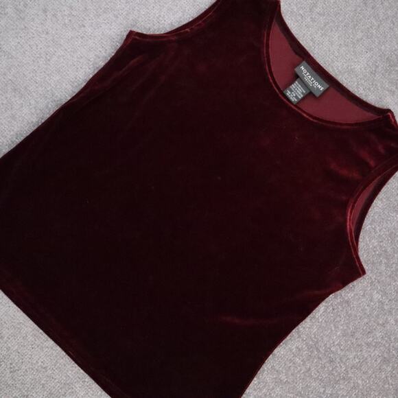 Women's Notations Petite Medium Red Velvet Sleeveless Blouse - Picture 6 of 9